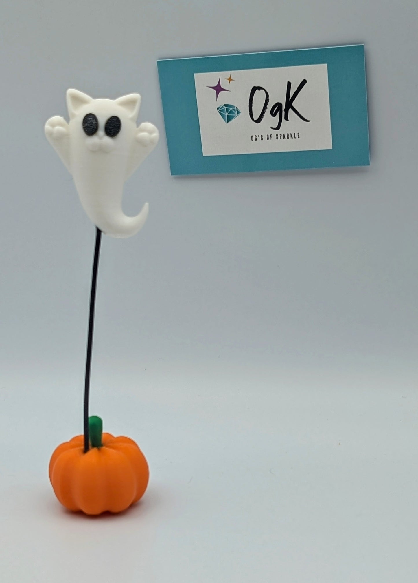 Pair of Cute Ghost Kitties and Pumpkins