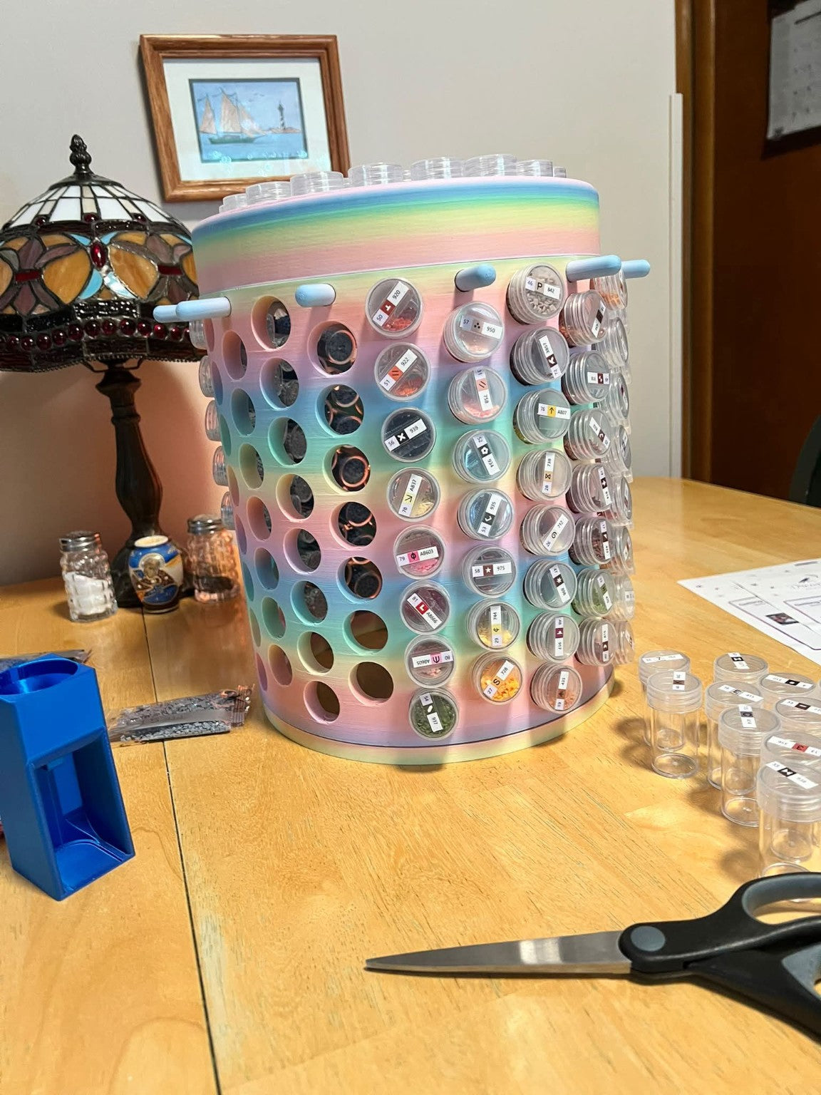 204-capacity spinning diamond painting jar tower holding labeled drill jars