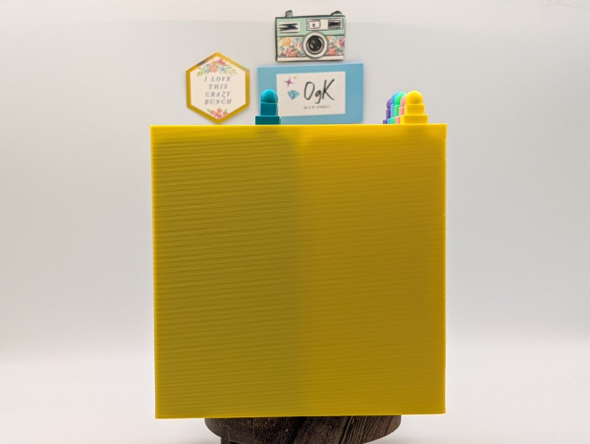 Back view of yellow OgK 10-tray 3x7 curved diamond painting tray tower