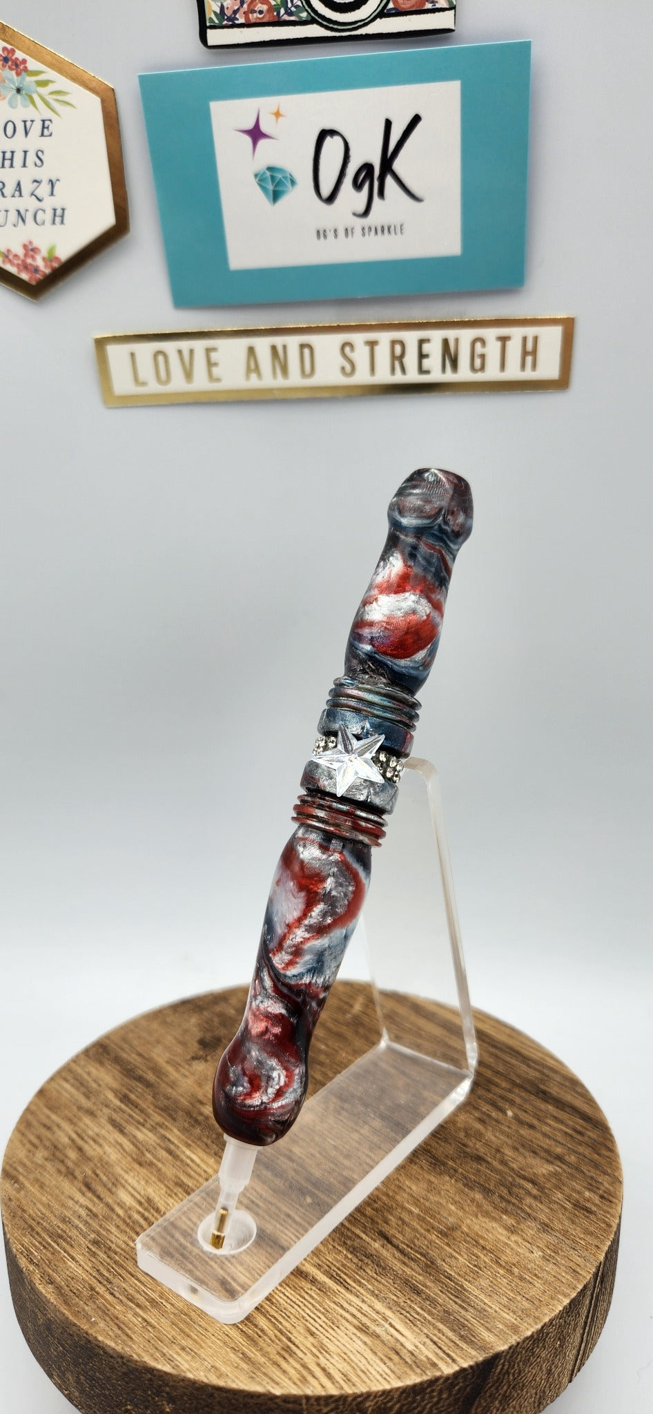 OgK Patriotic Star custom hand turned diamond painting pen