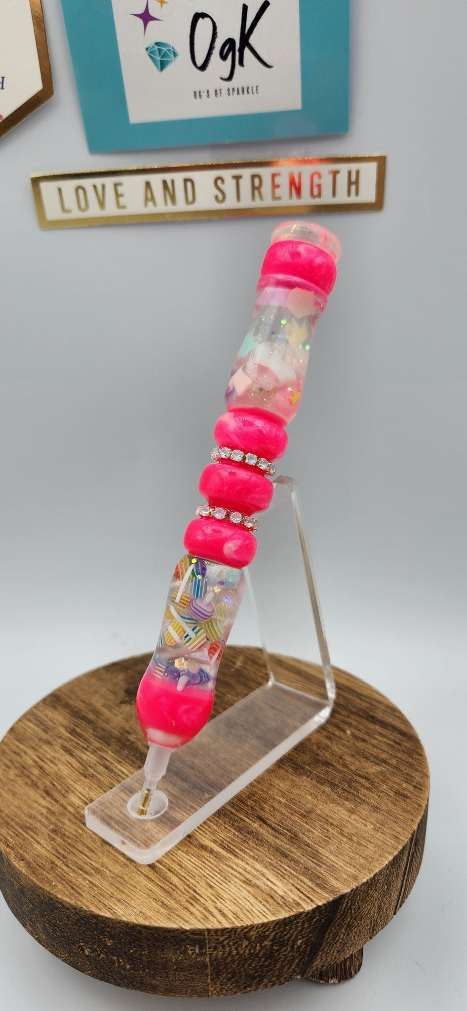 OgK Pink Candy Confetti custom hand turned diamond painting pen