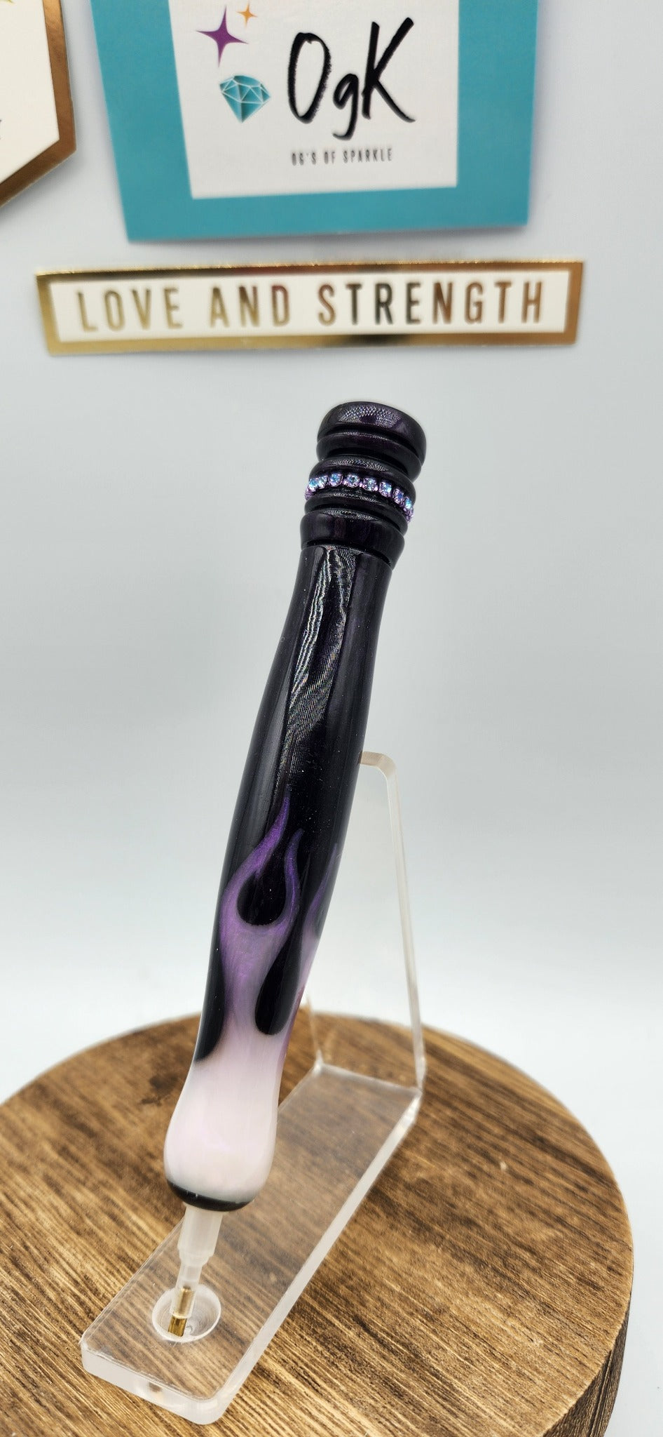 OgK Purple Flame custom hand turned diamond painting pen